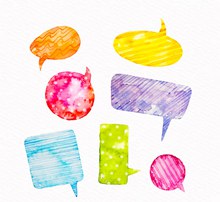 7款水彩绘花纹语言气泡图矢量下载