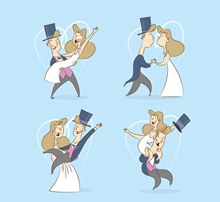 4款创意婚礼新人动作图矢量图片