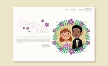 可爱婚礼新人网站登录界面图矢量
