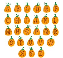 26个橙色南瓜字母设计矢量素材