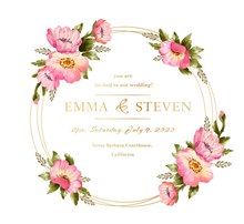 粉色花卉婚礼海报设计图矢量素材
