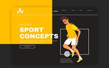 创意足球人物网站登录界面图矢量素材