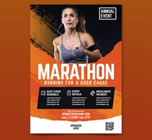 创意跑步女子马拉松赛传单矢量图下载