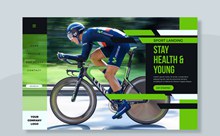 创意骑单车男子健身网站登陆页图矢量下载