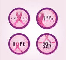 4款创意乳腺癌防治月标签图矢量