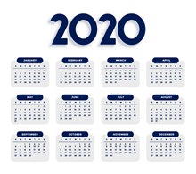 简洁2020年年历设计矢量下载