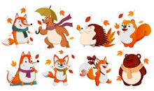 8款卡通秋季动物矢量图下载