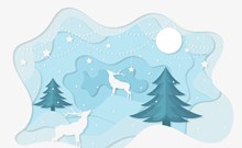 冬季雪地麋鹿剪贴画矢量图下载