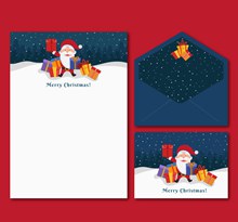 创意圣诞老人和礼物装饰信纸信封矢量下载