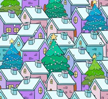 彩色雪中城市房屋风景矢量图下载