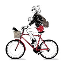 时尚骑单车的女子矢量下载