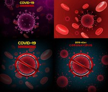 红细胞与新冠病毒细胞创意矢量