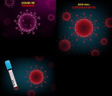 新冠肺炎病毒细胞与血检等矢量图下载