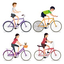 4款创意骑单车的年轻人矢量