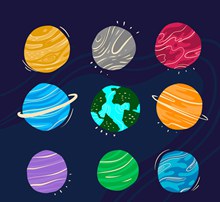 9款抽象太阳系行星矢量下载