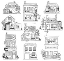 9款手绘无色房屋设计矢量图片