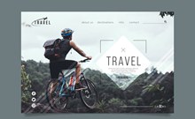 创意骑单车男子旅行网站登陆页图矢量下载