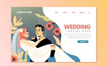 创意婚礼新人网站登录界面图矢量