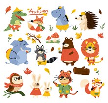 13款卡通秋季动物设计矢量图下载