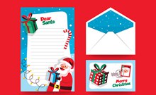 创意圣诞老人信纸和信封矢量图下载