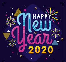 彩色2020年新年快乐艺术字矢量素材
