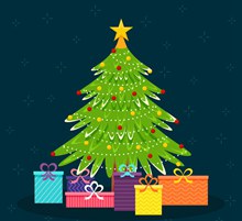 创意绿色圣诞树和礼物矢量素材