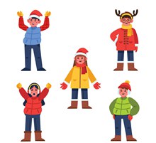 5款创意冬装儿童矢量图片