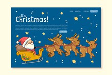 可爱圣诞雪橇网站登陆页矢量图片