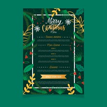 绿色圣诞节餐馆菜单设计矢量素材