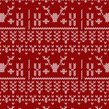 红色圣诞针织图案背景矢量
