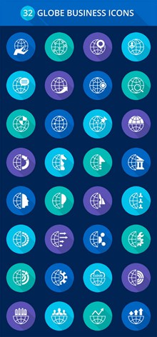 32个全球商业金融相关图标矢量素材
