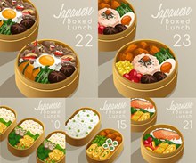 在便当盒里的日式料理主题矢量图片