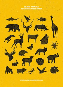 25个抽象T恤手绘动物图像矢量图下载
