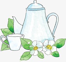 手绘风秋季养生茶壶矢量图
