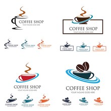 咖啡店铺标志主题创意设计矢量