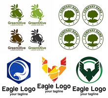 老鹰与橄榄等图案标志设计矢量图片