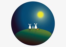 中国风赏月月兔装饰图案矢量图下载