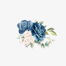 蓝色玫瑰花朵装饰元素矢量图片