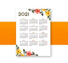 2021鲜花装饰日历图矢量图下载