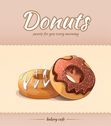 面包店甜甜圈广告海报设计矢量
