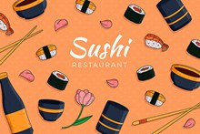 寿司美食插画图矢量图