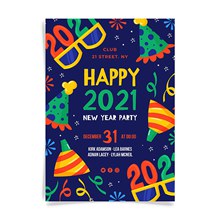 2021新年快乐派对海报矢量下载