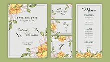 婚礼花卉装饰卡片模板矢量
