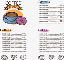 咖啡店菜单的模板矢量图