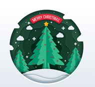 创意雪地绿色圣诞树设计矢量图片