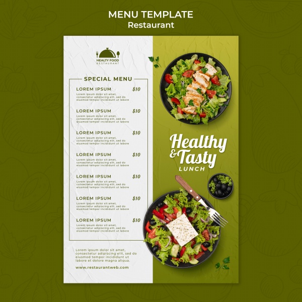  健康食品餐厅菜单模板 