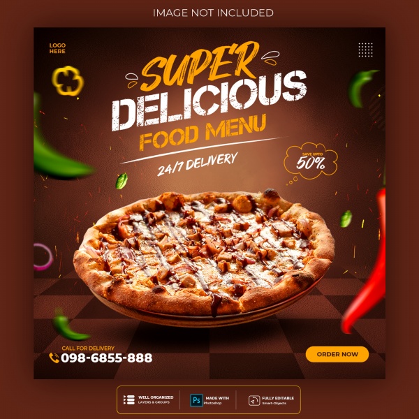  超级披萨美食菜单模板 