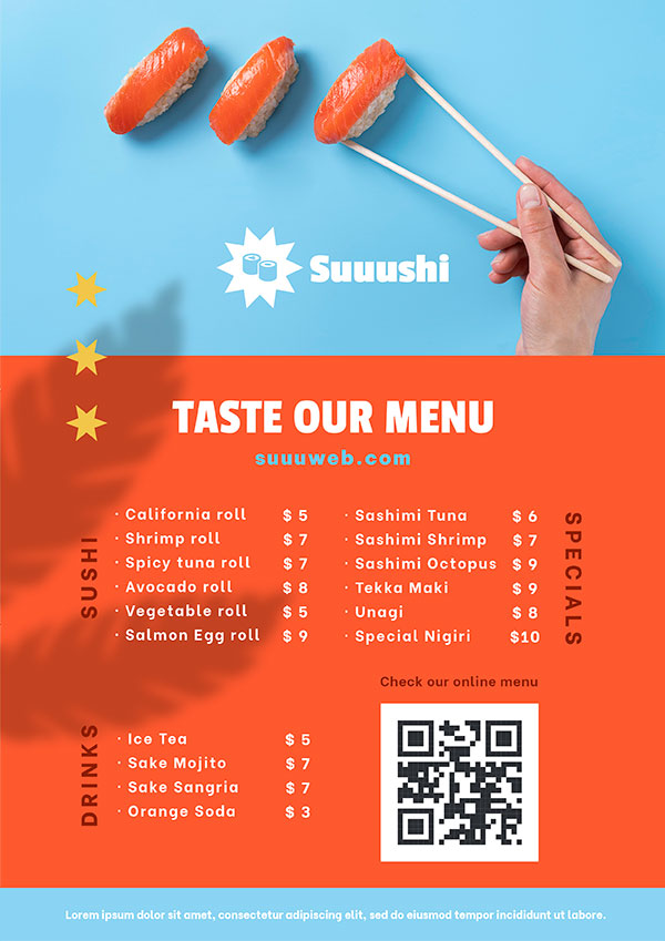  寿司餐厅菜单模板 