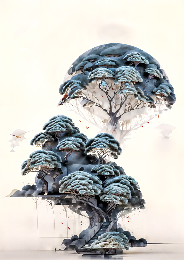  抽象水墨风概念树图片 