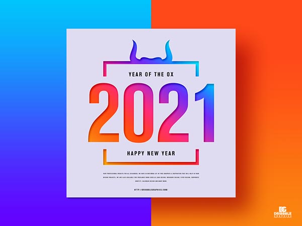 免费2021年新年快乐横幅模板